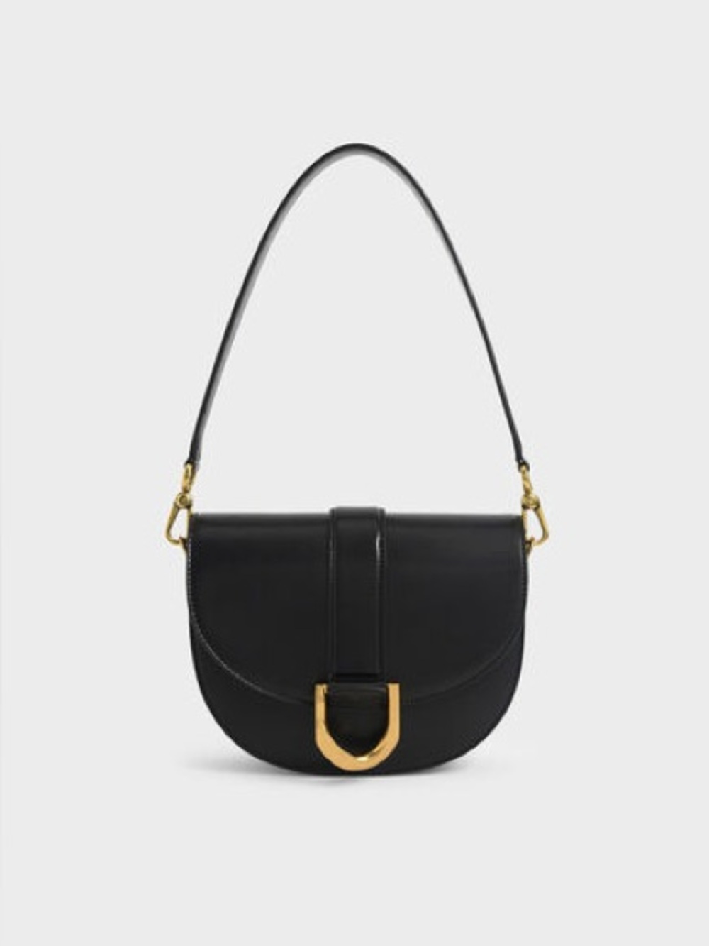 Charles & Keith Gabine Saddle Bag (M) with Gold Hardware